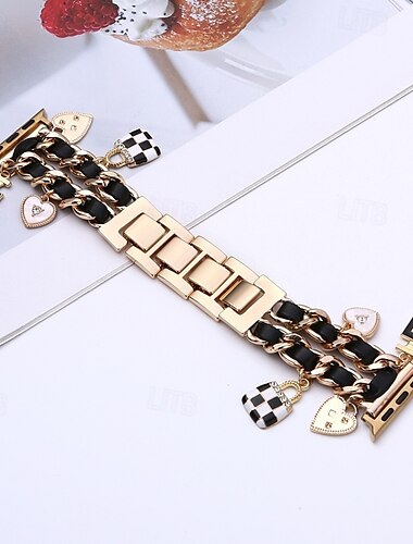  sieraden armband Compatibel met: Apple Watch-horlogebandje 38mm 40mm 41mm 42mm 44mm 45mm 49mm Dubbele ketting Luxe Verstelbaar Legering Vervangende horlogeband voor iwatch Ultra 2 Series 9 8 7 SE 6 5