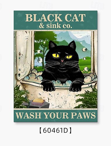  Vintage Tiere Katze Poster drucken moderne Wand Kunst Bilder Bars Toiletten Toiletten Heimdekoration