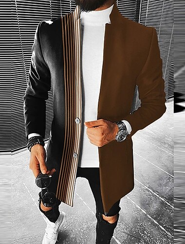  Herren Schrittweise Wintermantel Mantel warm halten Atmungsaktiv Komfortabel Modisch Strassenmode Geschäftlich Arbeit Tragen Sie, um zu arbeiten Ausgehen Tasche Bedruckt Herbst Winter Umlegekragen