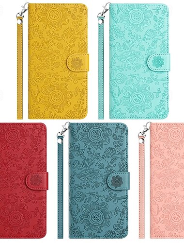  téléphone Coque Pour Samsung Galaxy S26 Ultra Plus S25 S24 S23 S24 FE S22 S21 Ultra Plus A55 5G A35 5G A25 Étui Portefeuille Avec Dragonne Support Chaud Fleur Floral TPU faux cuir