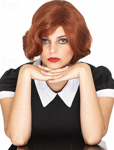  Perruque deluxe auburn rouge de reine des échecs des années 50 perruques cosplay de fête Halloween