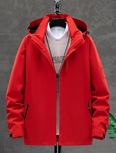  Herren Hoodie Jacke Wanderjacke Regenmantel für Wanderer Winter Draussen Wasserdicht Atmungsaktiv Weich Abnehmbare Kappe Jacke Sichtbarer Reißverschluß in voller Länge Angeln Klettern Strand
