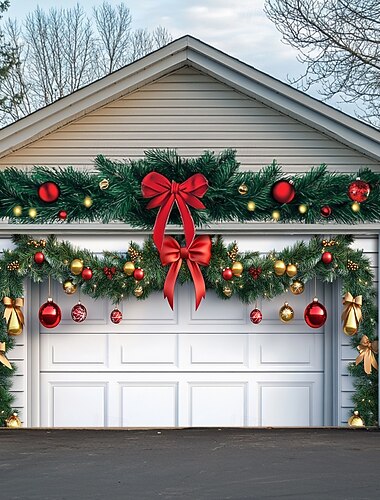  קישוטי דלת חג המולד כיסוי דלת מוסך חיצונית כרזה חג המולד שער מזויף רקע חג המולד גדול לחג קישוטי קירות בית דלת מוסך חיצונית