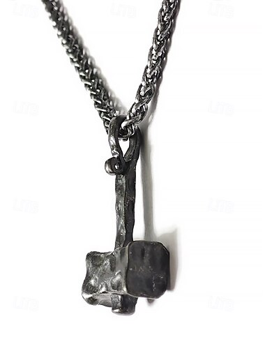  ανδρικό κρεμαστό κολιέ viking thor hammer – ρουστίκ σιδερένιο φυλαχτό με κορδόνι