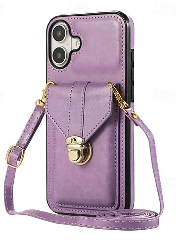  téléphone Coque Pour iPhone 16 Pro Max Plus iPhone 15 Pro Max Plus iPhone 14 13 12 11 Pro Max Mini SE X XR XS Max 8 7 Plus Coque Arriere Avec Support avec lanière Fente pour carte Rétro TPU faux cuir