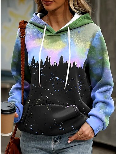  Damen Hoodie Sweatshirt Kapuze Polyester Graphic Strasse Alltagskleidung Tasche Bedruckt Brautkleider schlicht Kapuzenpullover Langarm Mikro-elastisch Herbst Winter