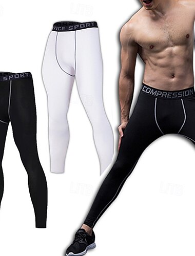  男性用 ランニングパンツ コンプレッションパンツ ポケット 弾性ウエストバンド レギンス アウトドア スポーツ 屋内 秋 速乾性 ライトウェイト ソフト パワーフレックス マラソン ランニング いい結果になる テイラーフィット スポーツウェア アクティブウェア ソリッド ブラック ホワイト Black+Grey