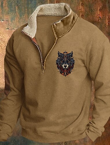  Miesten College Quarter vetoketjullinen collegepaita Musta Laivaston sininen Khaki Harmaa Puolivetoketju Tavallinen Urheilu ja ulkoilu Päivittäin Pyhäpäivä Katutyyli Tyylikäs Retro Talvi 봄 & Syksy