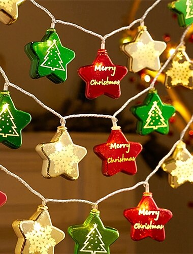  led kerststerren lichtsnoer 1,5 m 10 leds op batterijen kerstboom ronde balverlichting kerstmis nieuwjaar bruiloft feestdagen huis raam tuin binnen buiten decoratie