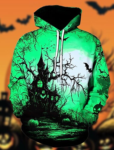  Halloween Geist Kapuzenshirt Pullover Halloween 3D Vordertasche Grafik Für Paar Herren Damen Erwachsene Halloween Karneval Maskerade 3D-Druck Party Festival