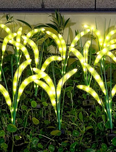  2 stk solgrønne revehalelys, utendørs solenergi hagelys med glødende stengler perfekt for hagedekorasjon, hageinnredning og gaver