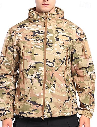  Herren Outdoorjacke Soft Shell Jacke Wanderjacke Winter Draussen warm Fleece-Futter Wasserdicht Windundurchlässig Vliesjacken Warme taktische Jacke Voller Reißverschluss Klettern Camping / Wandern