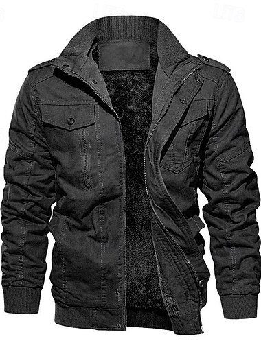  Ανδρικά Χειμωνιάτικα μπουφάν Μπουφάν fleece Casual Jacket Καθημερινά Διακοπές Διατηρείτε Ζεστό Τσέπη Φλις Φθινόπωρο & Χειμώνας Σκέτο Μοντέρνα Κομψό στυλ street Όρθιος Γιακάς Κανονικό