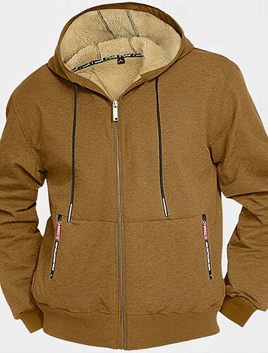  Herren Hoodie Sweatshirt Kapuze Kapuzenshirt mit durchgehendem Reißverschluss Fleecejacke Schwarz Weiß Armeegrün Marineblau Königsblau Mit Kapuze Glatt Sport & Natur Täglich Festtage Vintage