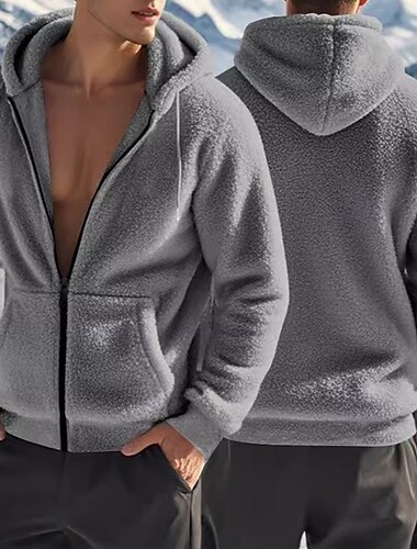  Herren Hoodie Jacke Outdoorjacke Fleecejacke für Wanderer Winter Draussen warm Fleece-Futter Vliesjacken Voller Reißverschluss Klettern Camping / Wandern / Höhlenforschung Reisen Schwarz Marinenblau