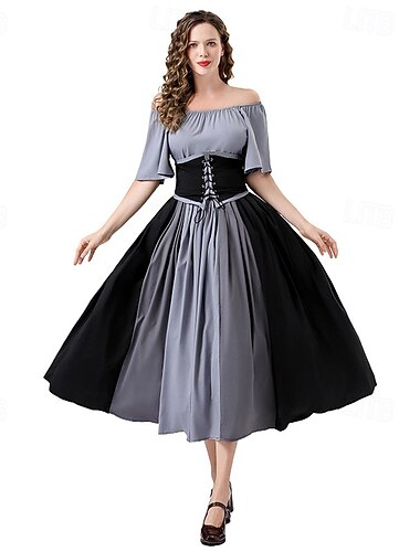  Vintage Inspirert Kostymer i middelalderstil Kjoler Maskerade Cosplay Lapper Krageløs Kostyme Dame Keltisk Pirat fantasi Halloween Fritid / hverdag Fest / Cocktail Voksne Kjole Beinbeskyttere Alle