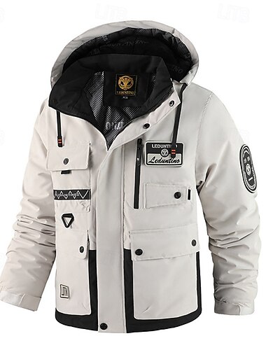  Herren Outdoorjacke Wintermantel Regenjacke Tasche WASSERDICHT Polyester Freizeitskleidung Verabredung Urlaub Standard Modisch Brautkleider schlicht Komfortabel warm Wasserdicht Herbst Winter Solide