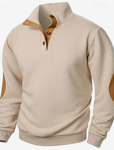  Pánské Mikina Černá Fialová Námořnická modř Khaki Tmavě šedá Stojáček Barevné bloky Žakár Slátanina Sporty a outdoor Denní Dovolená Polyester Texturovaný Šik ven Základní Na běžné nošení Jaro & podzim