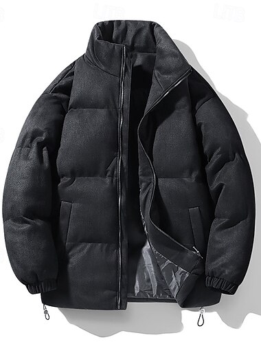  Herren Winterjacke puffer jacket Gepolstert Zip Tasche Polyester Tasche Outdoor Verabredung Casual Standard Modisch Brautkleider schlicht warm Windundurchlässig Winter Glatt Dunkelbraun Dunkelgrau