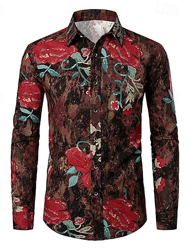  Retrò Vintage Anni '70 Camicia Hippie Disco Per uomo Halloween Carnevale Feste Festa / Sera Casual Quotidiano Adulti Camicia