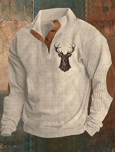  Herren Sweatshirt Schwarz Armeegrün Khaki Grau Stehkragen Grafik Druck Patchwork Täglich Ferien Ausgehen Polyester Cordstoff Streetwear Lässig Bayerisch Herbst Winter Bekleidung Kapuzenpullover
