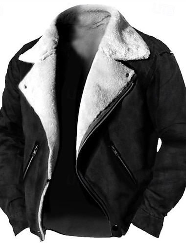  Herren Lederjacke Kunstlederjacke Winterjacke Fleecejacke Sherpa-Jacke Täglich Urlaub warm Tasche Vlies Herbst Winter Glatt Modisch Strassenmode Kargen Standard Schwarz Braun Grün Jacken