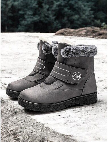  Burgunderrote Winterstiefel für Damen mit Kunstfellfutter, Klettverschluss und rutschfester Sohle – warmes und bequemes Schuhwerk für kaltes Wetter