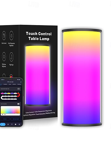  LED Έξυπνο Φως Tuya WIFI Έξυπνο Πολύχρωμο Φως RGB Σπίτι Μητρότητας Φωτιστικό Νύχτας Έλεγχος Αφής Επιτραπέζιο Φωτιστικό Χειρός Φωτεινό για Εξωτερική Αναψυχή Κατασκήνωσης Πολύχρωμο Φωτισμό Ατμόσφαιρας