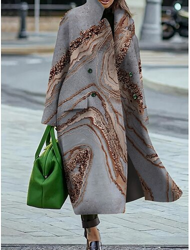  Damen Wintermantel Mantel Umhang / Umhänge Windundurchlässig warm halten Tasche Brautkleider schlicht Streetstyle Farbverläufe Urlaub Arbeit Strasse Freizeitskleidung Einreihiger Verschluss