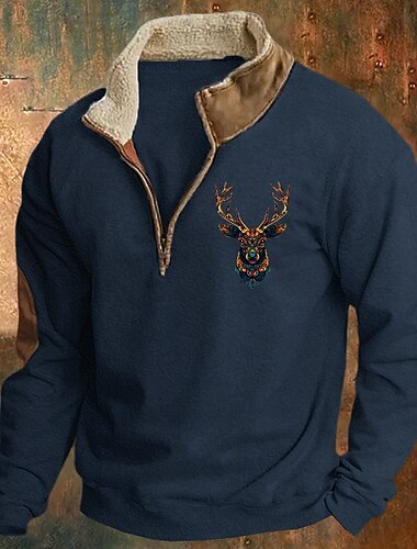  Herre Sweatshirt Kvart lynlås sweatshirt Sort Navyblå Kakifarvet Grå Halv lynlås Vanlig Sport & Udendørs Daglig Ferie Gade Sej Retrorød Vinter Forår & Vinter Tøj Hættetrøjer Sweatshirts