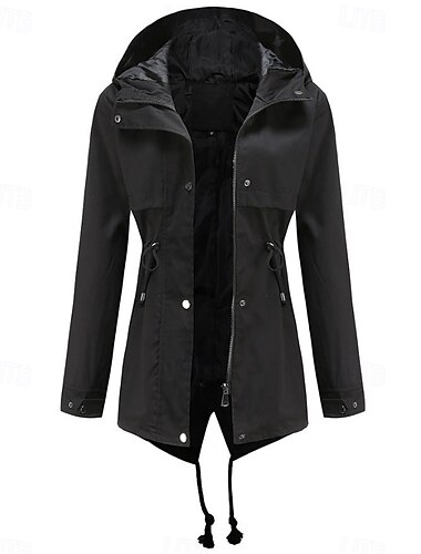  Damen Wintermantel Windundurchlässig warm halten Zip Outdoor Feste Farbe Arbeit Casual Reisverschluss Kapuzenpullover Lockere Passform Langarm Oberbekleidung Schwarz Gelb Rote Winter