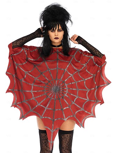  Beetlejuice Lydia Deetz hämähäkinverkko Viitta Poncho Seksikäs puku Naisten Aikuisten Juhlat Karnevaali Naamiaiset Helppo karnevaaliasu