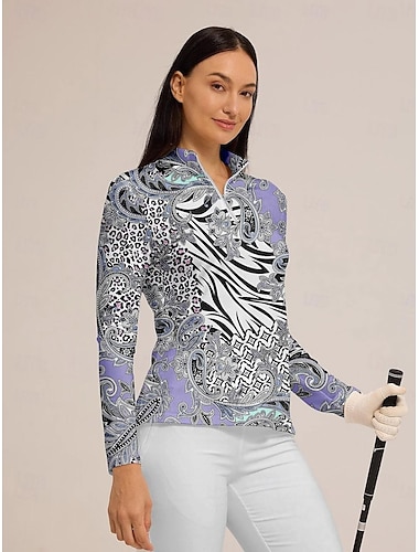  Damen poloshirt Marineblau Rosa Purpur Langarm Shirt Damen-Golfkleidung, Kleidung, Outfits, Kleidung