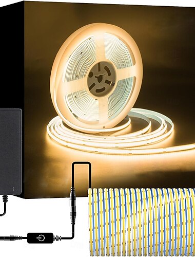 ZDM nouvelle bande lumineuse LED COB à gradation continue de 16,4 pieds 5 m CRI 80 60 W bande lumineuse LED flexible adaptée à l'éclairage haut de gamme DC12V DC24V