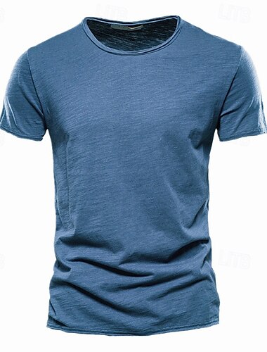  Hombre Camiseta Camiseta de bambú Manga Corta Cuello redondo Verano Color sólido/liso Casual Estilo clásico Casual Diario Color Camello Negro Blanco Camiseta superior para hombre