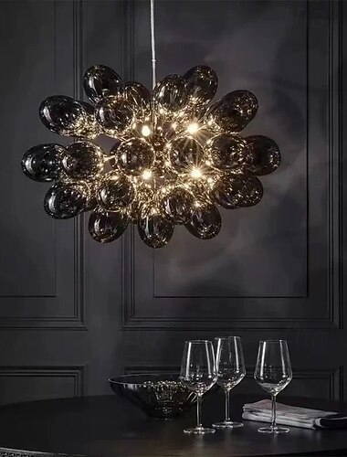  led függőlámpa 60/80cm posztmodern szőlő alakú virág stílusú üvegcsillár sputnik design g9 luxus lakberendezési világítás nappali kávézók 110-240v
