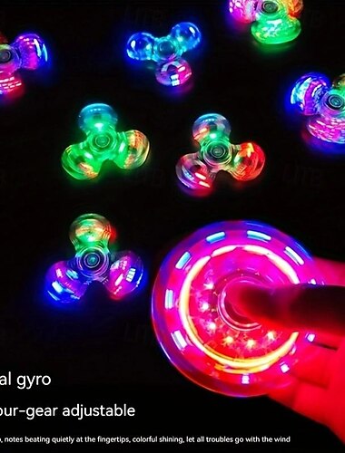  Lot de 2 toupies lumineuses à LED en cristal, jouet EDC phosphorescent, gyroscope cinétique pour enfants, comme cadeau d'Halloween ou de Noël