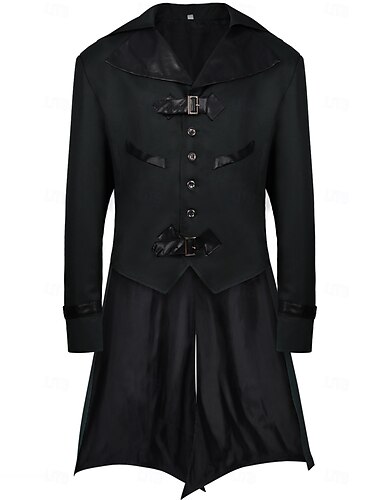  Punk & Gothic Mittelalterlich Steampunk Mantel Smoking Trenchcoat Vampir Zauberer Herren Steampunk Halloween Maskerade Leistung Erwachsene Mantel