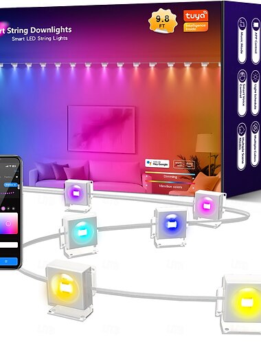  LED Έξυπνο Φως Κομψό Γάμος Γιορτή Υποδοχής Tuya WiFi RGBIC Αδιάβροχες Υποστήριξες Φώτα – 3M 15LEDs/5M 25LEDs για Εξωτερικό Κήπο Γιορτή Διακόσμηση