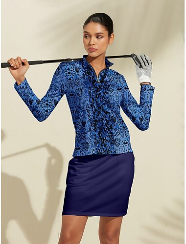  Per donna POLO Blu scuro Manica lunga Superiore Abbigliamento da golf da donna Abbigliamento Abiti Abbigliamento