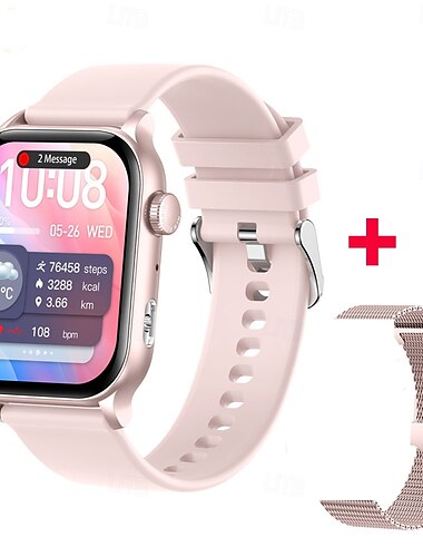  696 KR86 Smartwatch 1.95 Zoll Smart-Armband Bluetooth Schrittzähler Anruferinnerung Herzschlagmonitor Kompatibel mit Android iOS Damen Herren Freisprechanlage Nachrichterinnerung IPX-0 37,5 mm