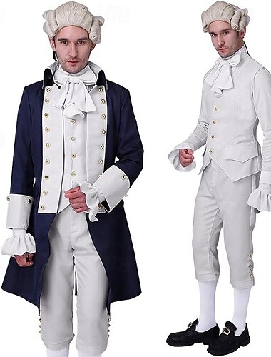  Retro Antiguo Rococó Victoriano Pantalones Camisas Gabardina Caballero Hombre Real Víspera de Todos los Santos Carnaval Mascarada Rendimiento Fiesta Carnaval de Venecia Adulto Chaqueta Chalecos