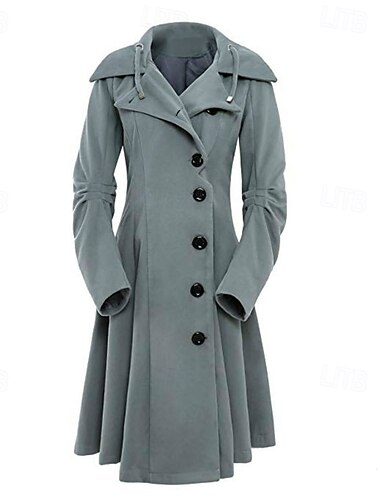  Punk & Gothic Steampunk Mantel Trenchcoat Mit Kapuze Schmale Passform Übergröße Damen Alltagstauglich Erwachsene Mantel Herbst Winter
