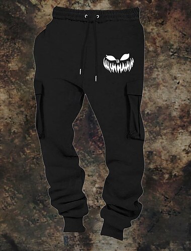  Men's Sweatpants Joggers Trousers Cargo Sweatpants Elastic Waist Multi Pocket Elastic Cuff Animal Deer Wearable Outdoor Daily Camping & Hiking Fashion Classic Black Red
