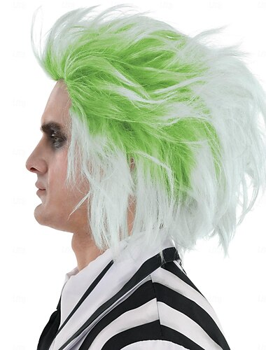  Beetlejuice Wig Costume Accessory for Adults - Costume Includes Wacky Wig with Green &amp Gray Hair Color - Costumes for Carnival, Birthday Parties, &amp Themed Events Halloween Wigs