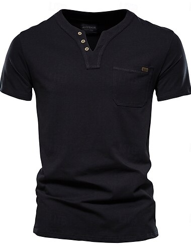  Per maschio Manica Corta Scollo a V Estate Colore Solido / Tinta Unita Tempo libero Casual Quotidiano blu navy Giacinto Nero Maglietta Top per Uomo