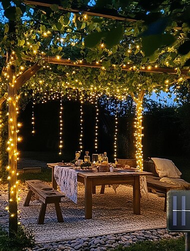  Wasserdichte Solar LED Lichterkette Außen Feenlichter 5M-20 bis 22M-200 LEDs für Garten Hochzeit Party  Feiertagsdekoration