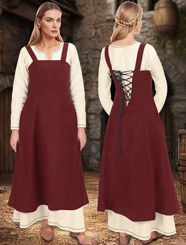  middeleeuwse vikingschort overdress met geregen rug tuniekjurkset voor dames 2 stuks outfits voor larp ren faire renaissance fair party carnaval halloween jurk