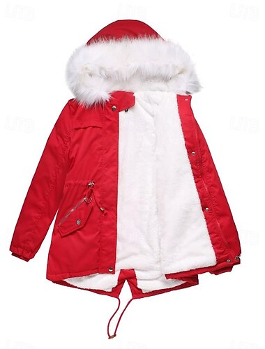  Damen Wintermantel Windundurchlässig warm halten Zip Outdoor Feste Farbe Arbeit Casual Reisverschluss Kapuzenpullover Lockere Passform Langarm Oberbekleidung Marineblau Schwarz Rosa Winter