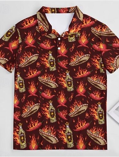  Bluse / Hemd Bedruckt Vintage Für Herren Erwachsene Maskerade 3D-Druck Casual